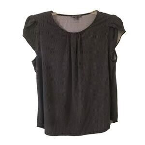Tulip Sleeve Blouse Adrianna Papell Large Black W White Dots